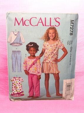McCall’s M7278 Home Sewing Pattern for Girls Sleepwear - Sizes 7-14 - Uncut